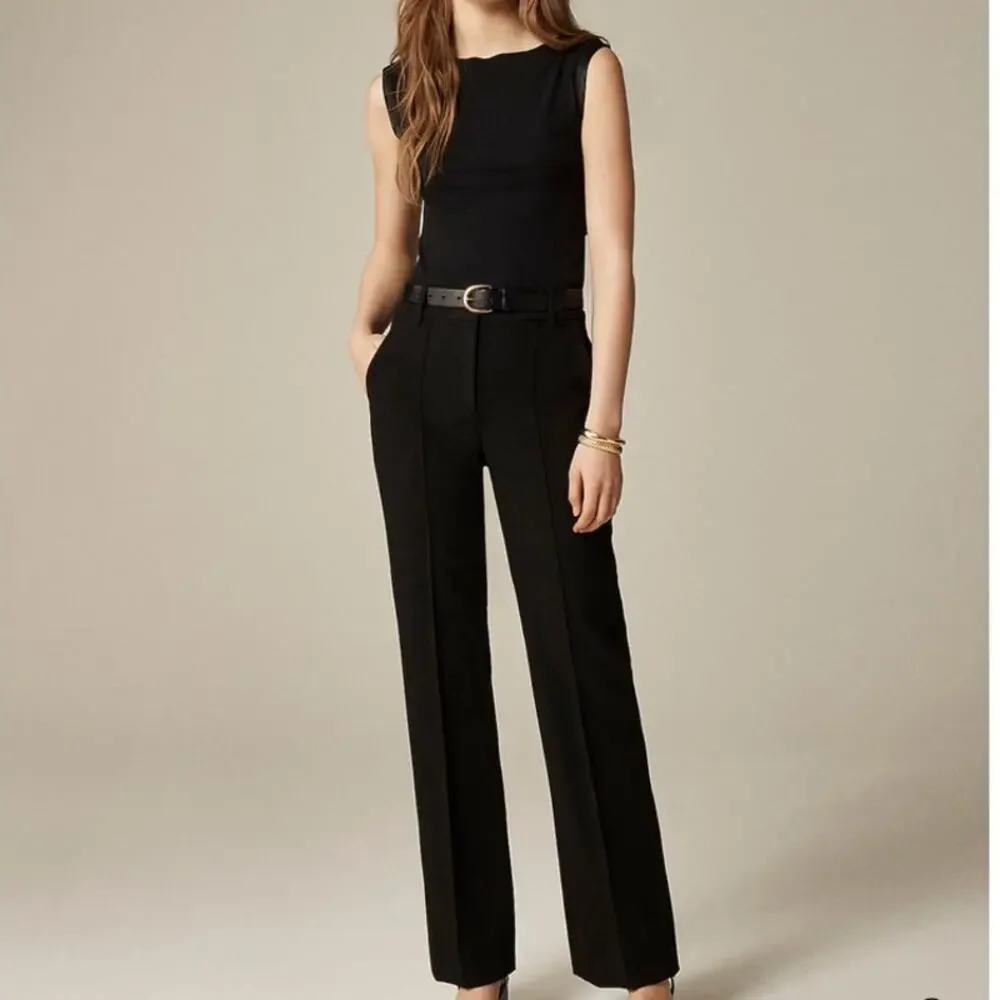 J.CREW Natalia Straight Leg Pant Four Season Stretch Carreman Black Size 12 NWT